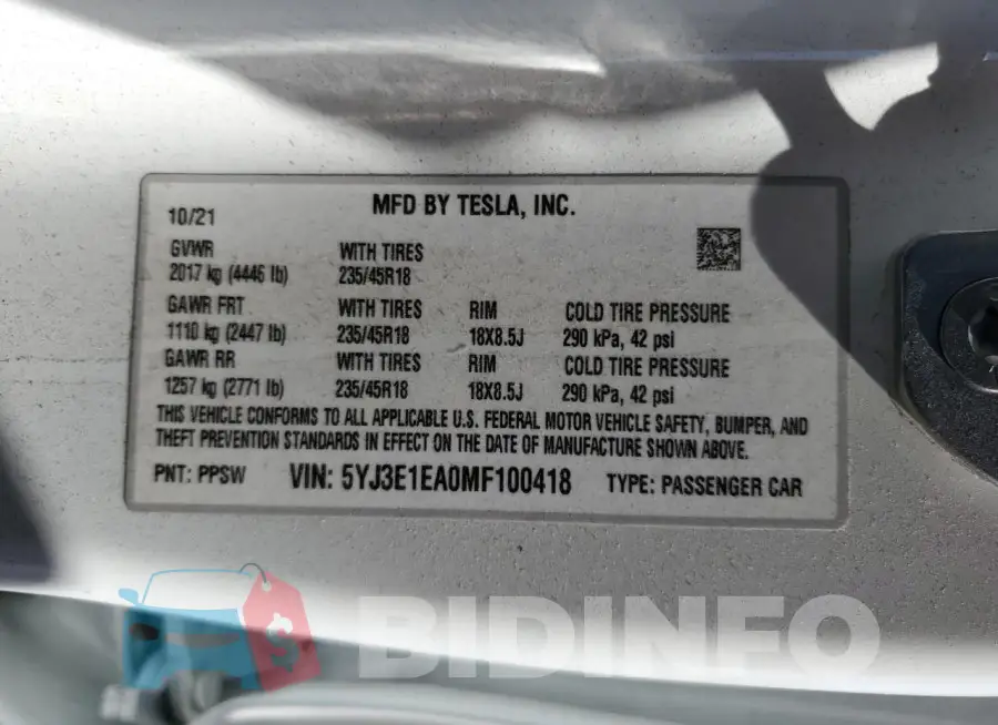 5YJ3E1EA0MF100418 Photo# 13