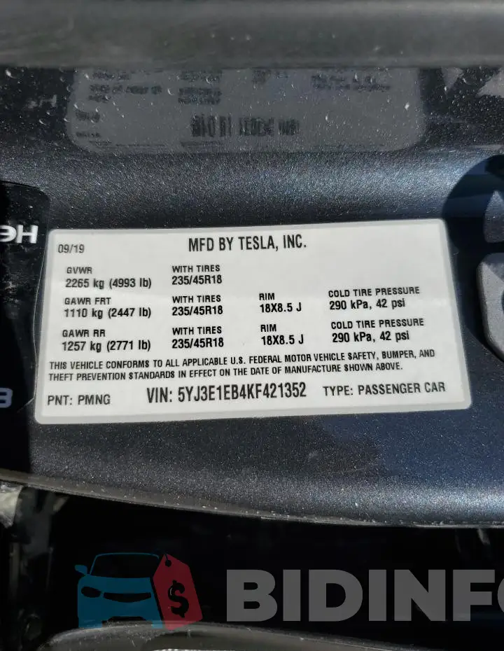 5YJ3E1EB4KF421352 Photo# 13