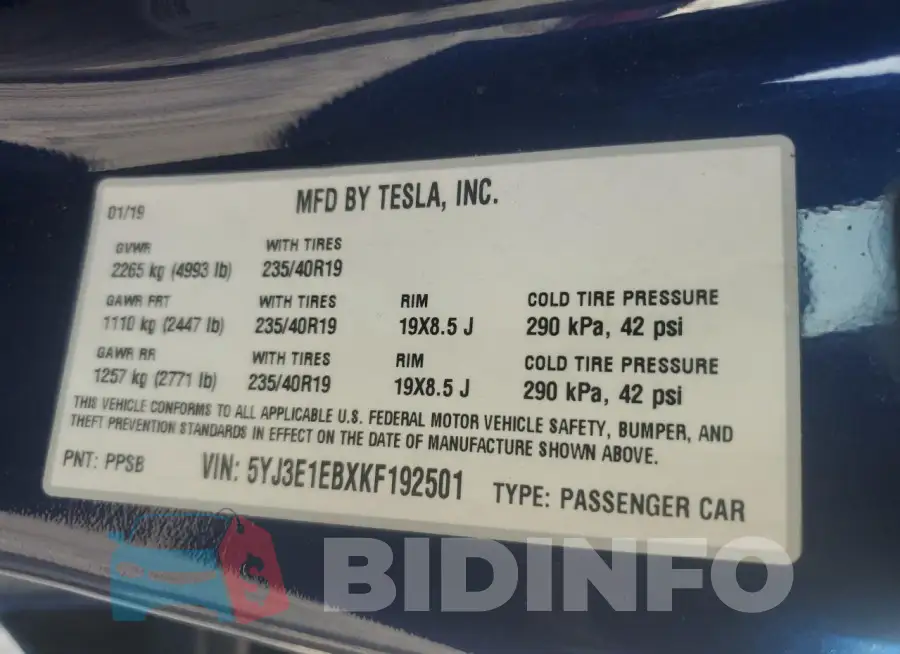 5YJ3E1EBXKF192501 Photo# 12