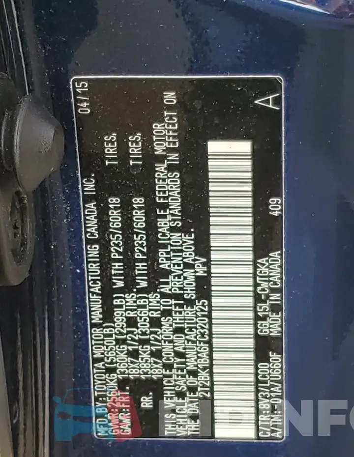 2T2BK1BA6FC320125 Photo# 13