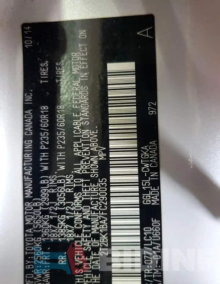 2T2BK1BA7FC290035 Photo# 14