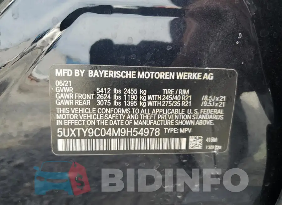 5UXTY9C04M9H54978 Photo# 13