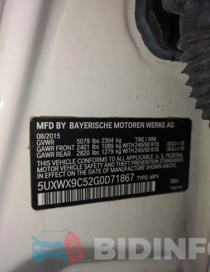 5UXWX9C52G0D71867 Photo# 14