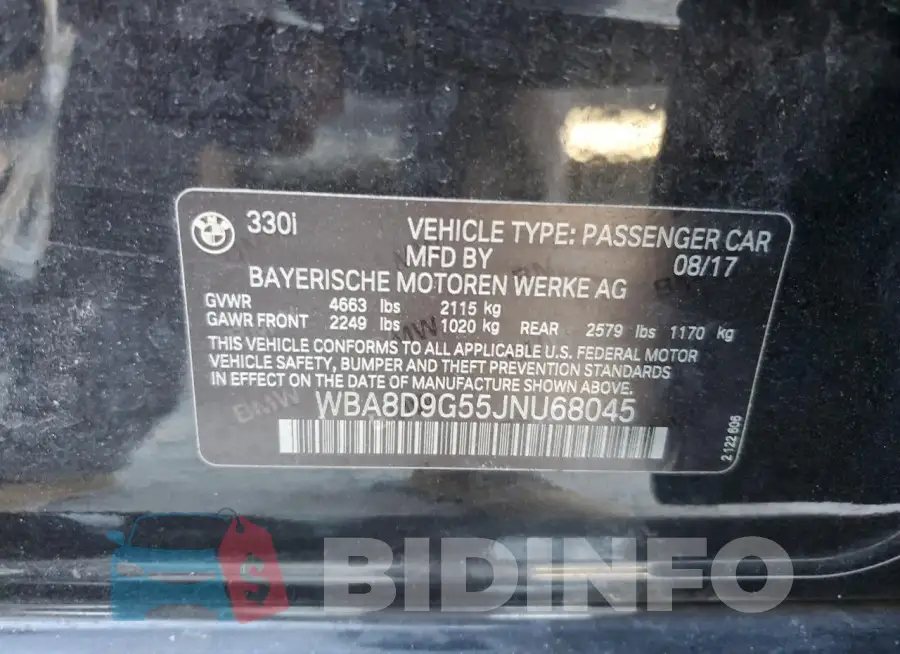 WBA8D9G55JNU68045 Photo# 12
