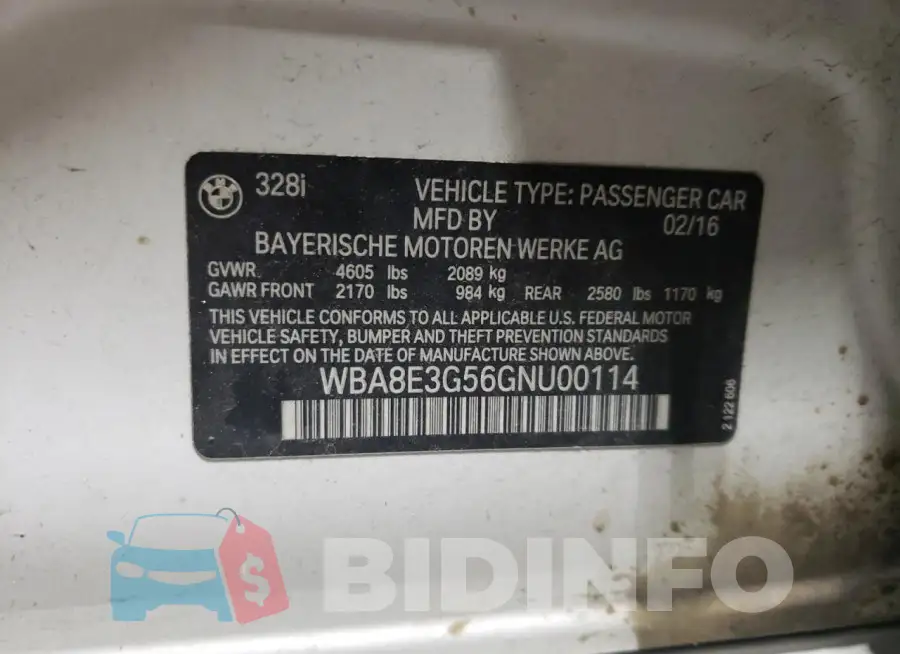 WBA8E3G56GNU00114 Photo# 12