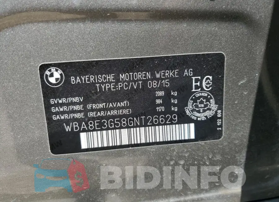 WBA8E3G58GNT26629 Photo# 13