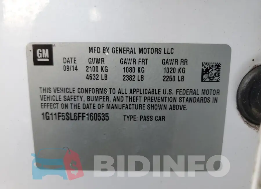 1G11F5SL6FF160535 Photo# 12