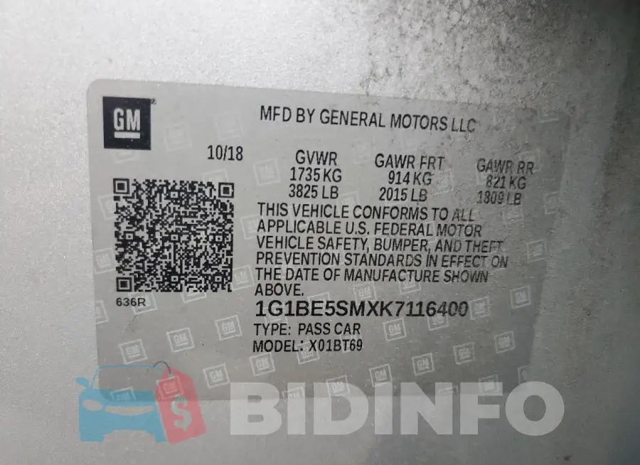 1G1BE5SMXK7116400 Photo# 12