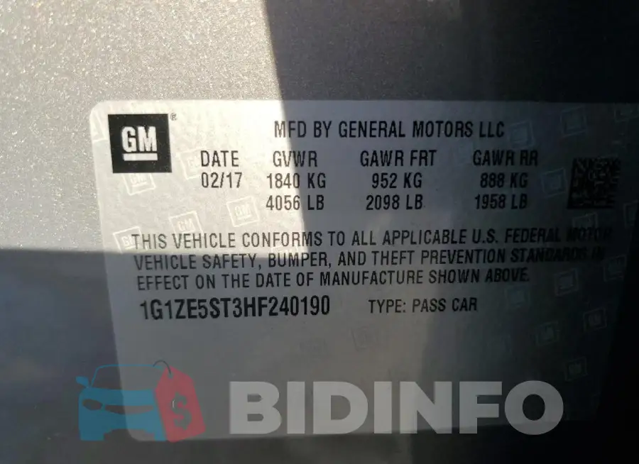 1G1ZE5ST3HF240190 Photo# 12