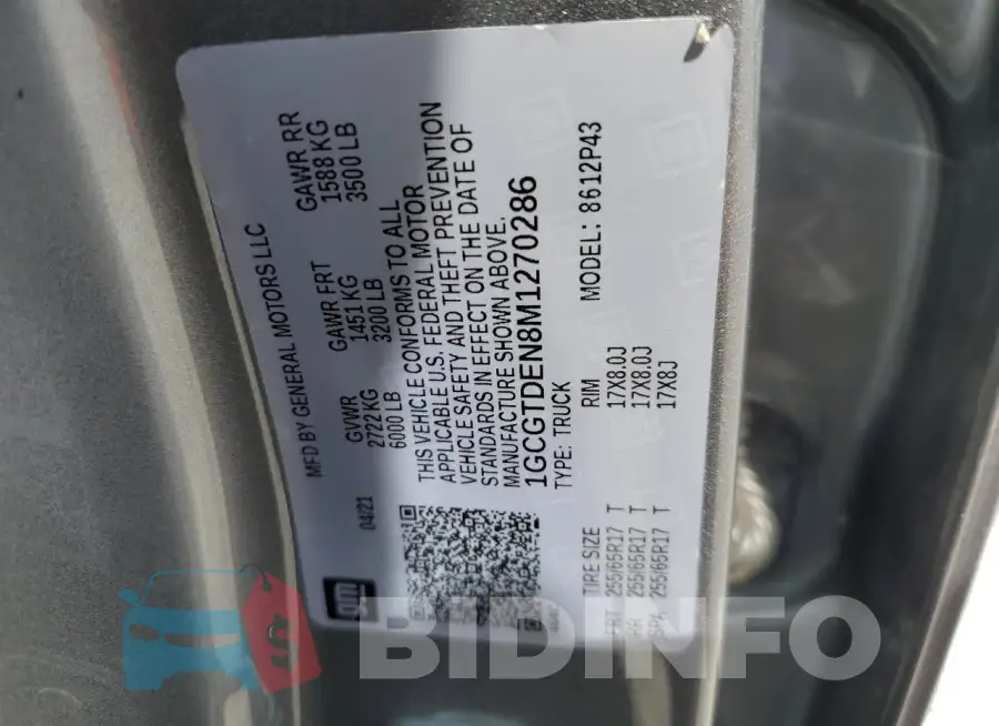 1GCGTDEN8M1270286 Photo# 12