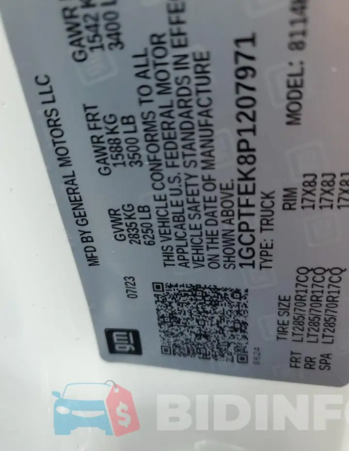 1GCPTFEK8P1207971 Photo# 12