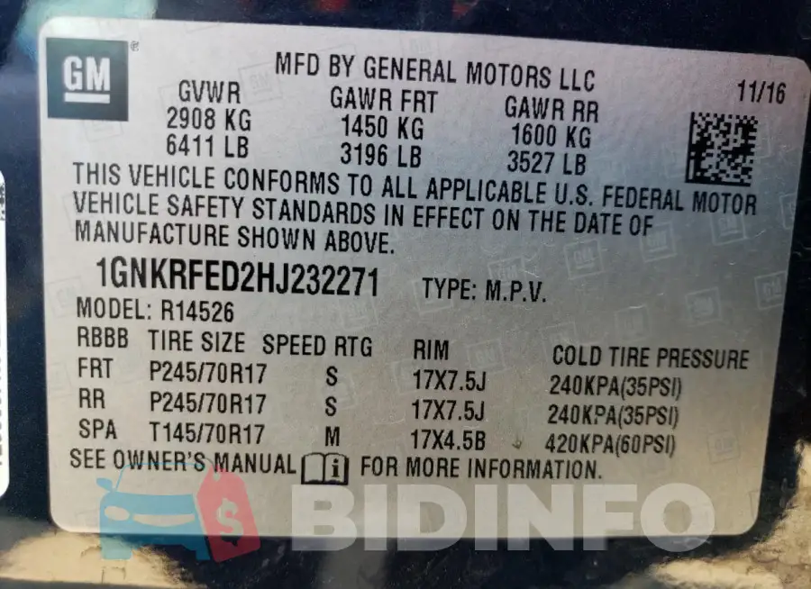 1GNKRFED2HJ232271 Photo# 13