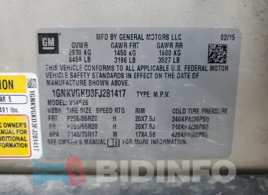 1GNKVGKD3FJ281417 Photo# 13