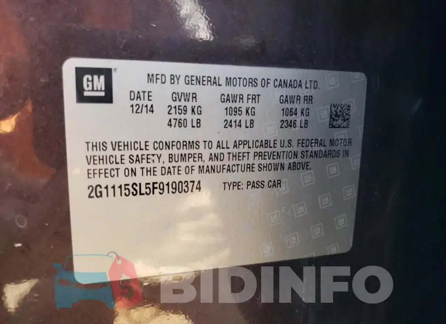 2G1115SL5F9190374 Photo# 12