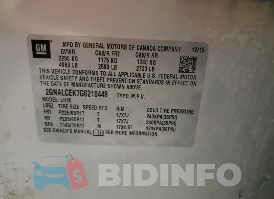 2GNALCEK7G6210448 Photo# 13