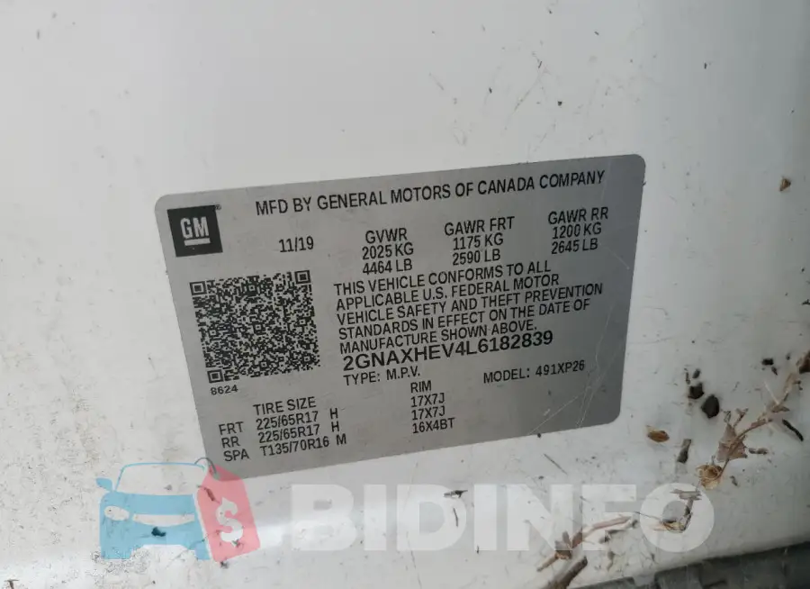 2GNAXHEV4L6182839 Photo# 14