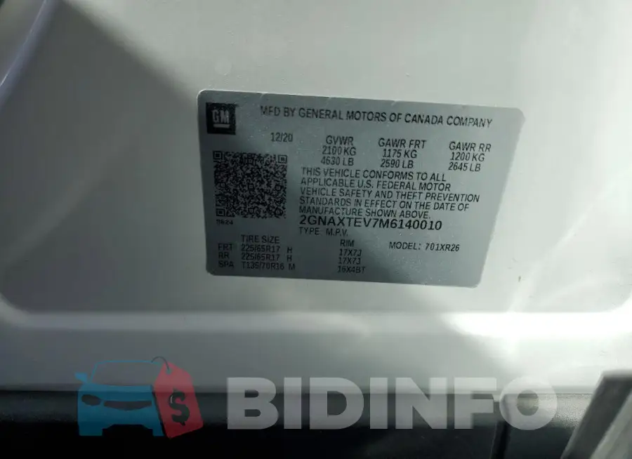 2GNAXTEV7M6140010 Photo# 14