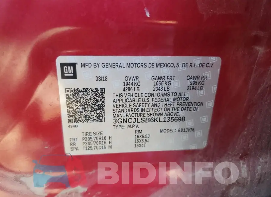 3GNCJLSB6KL135698 Photo# 14