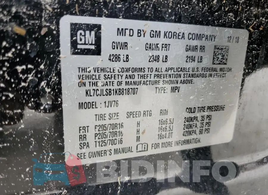 KL7CJLSB1KB818707 Photo# 14