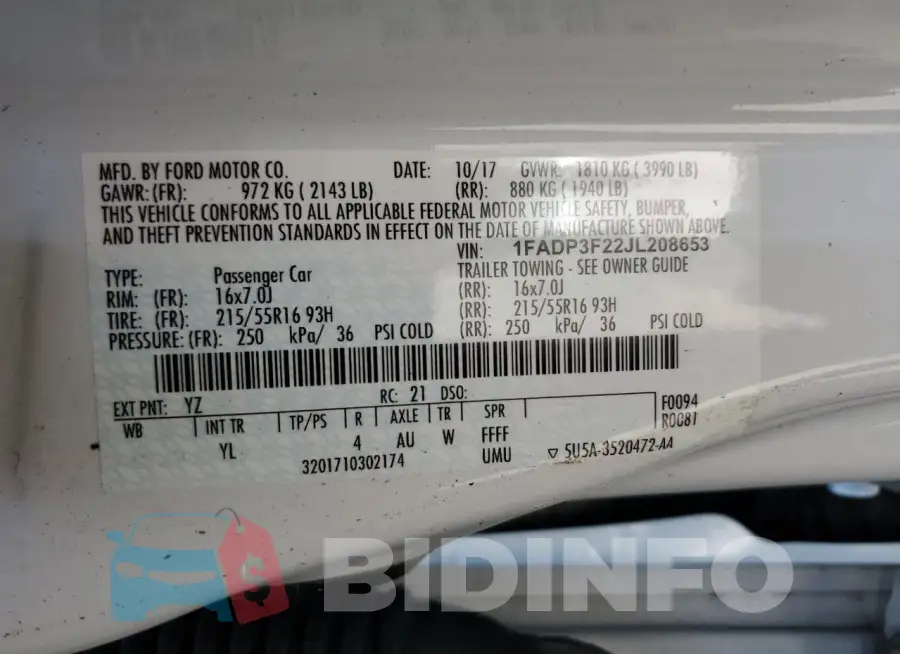 1FADP3F22JL208653 Photo# 12