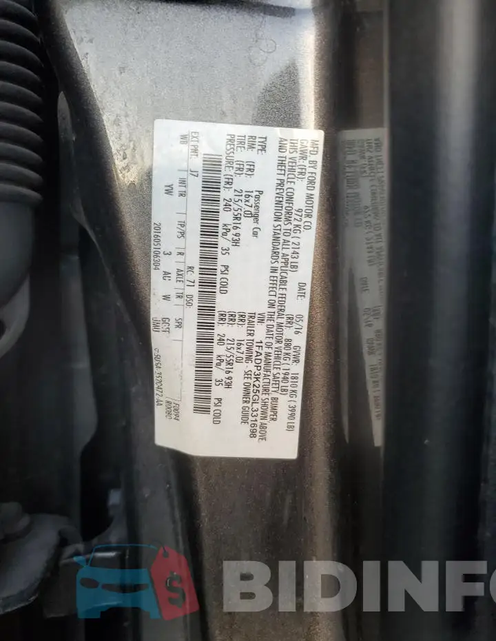 1FADP3K25GL331698 Photo# 12