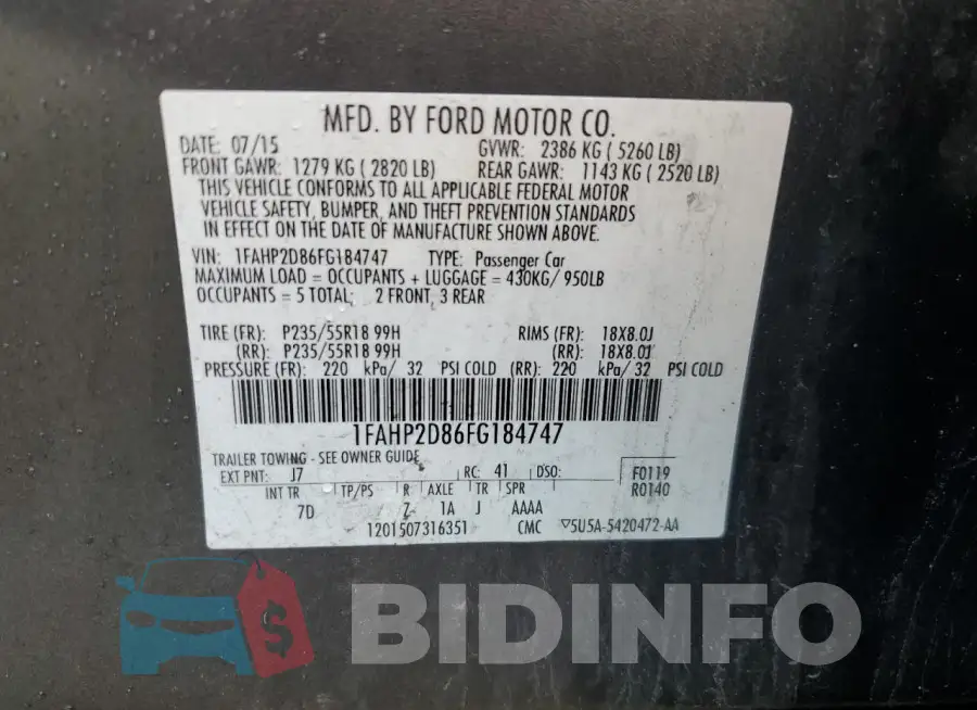 1FAHP2D86FG184747 Photo# 12