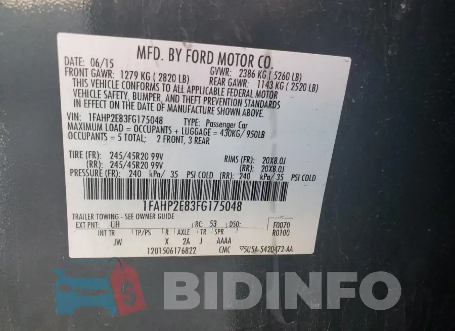 1FAHP2E83FG175048 Photo# 12