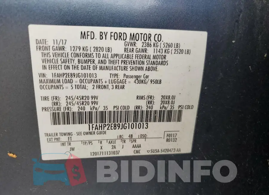 1FAHP2E89JG101013 Photo# 12