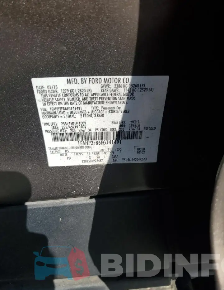 1FAHP2F86FG141491 Photo# 12