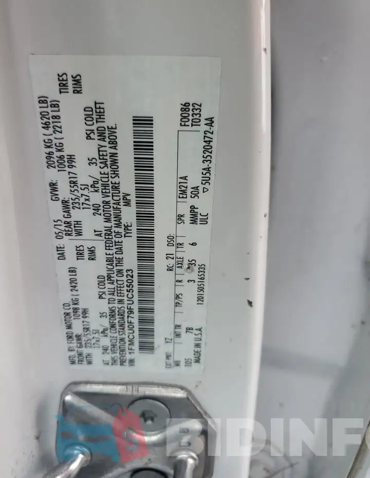 1FMCU0F79FUC55023 Photo# 13