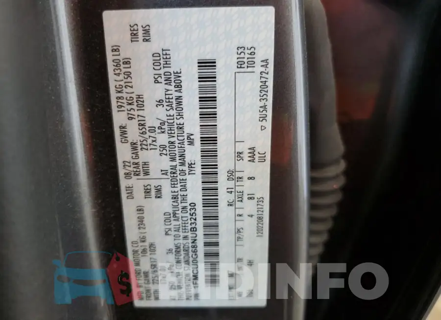 1FMCU0G68NUB32530 Photo# 13