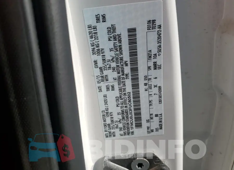 1FMCU0JX3FUC60502 Photo# 13