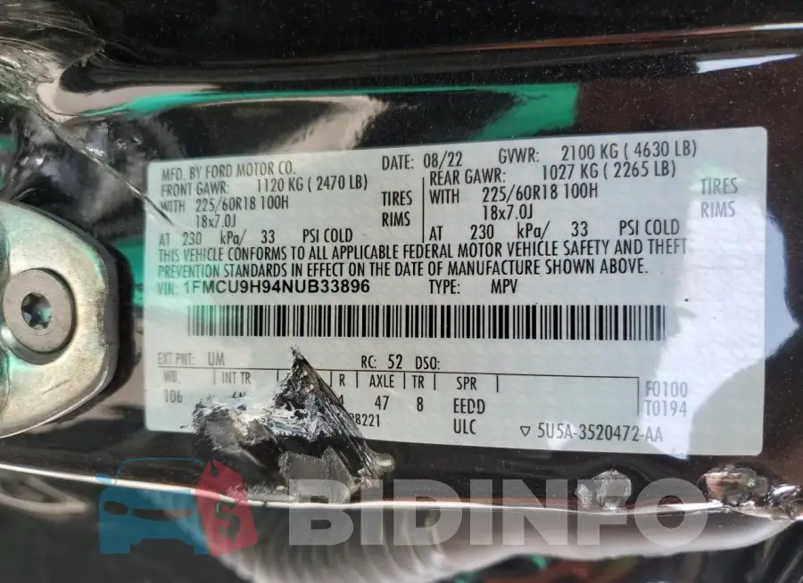 1FMCU9H94NUB33896 Photo# 12