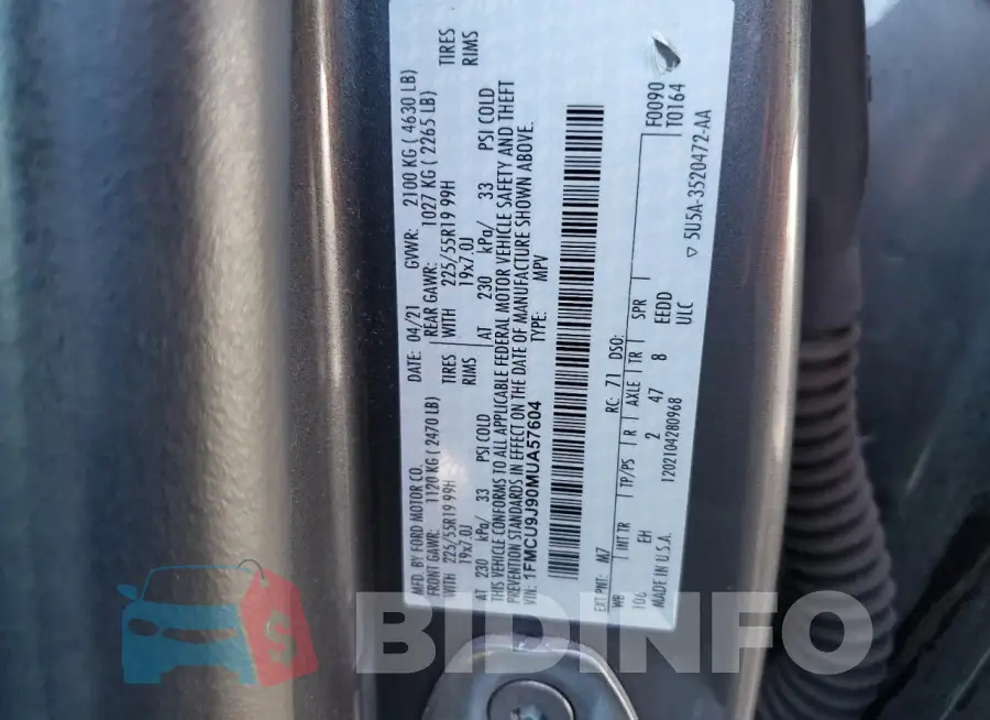 1FMCU9J90MUA57604 Photo# 13