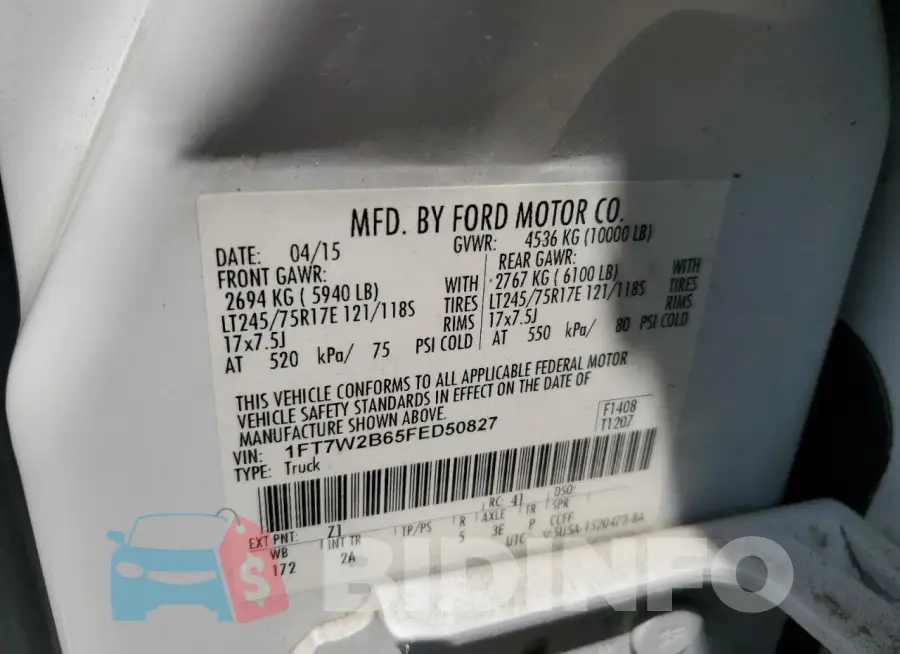 1FT7W2B65FED50827 Photo# 12