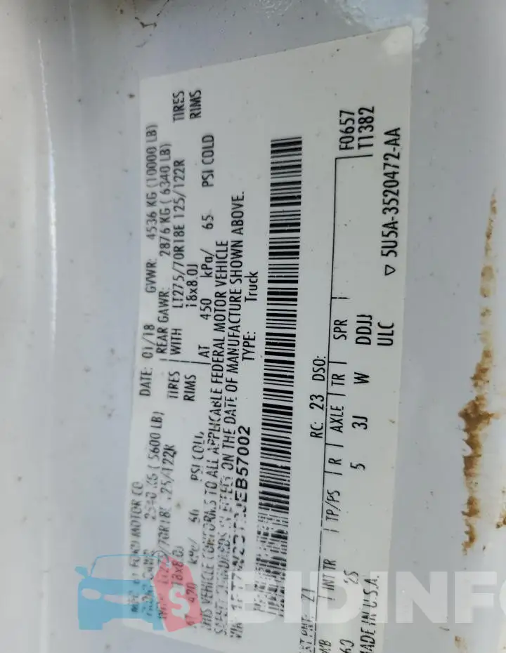 1FT7W2BT2JEB57002 Photo# 12
