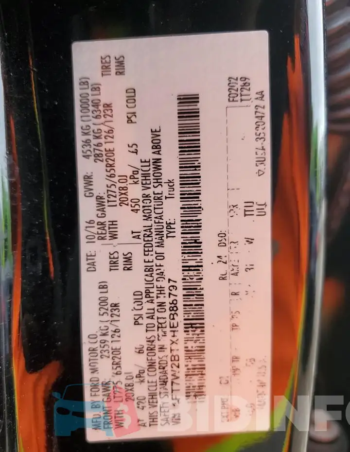 1FT7W2BTXHEB88797 Photo# 13