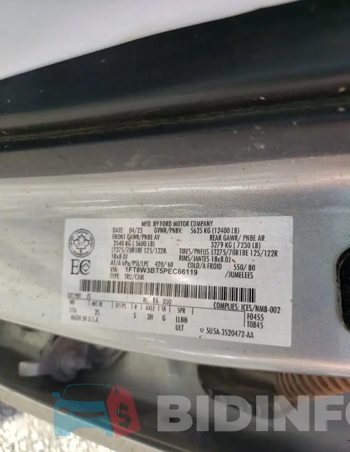 1FT8W3BT5PEC66119 Photo# 12
