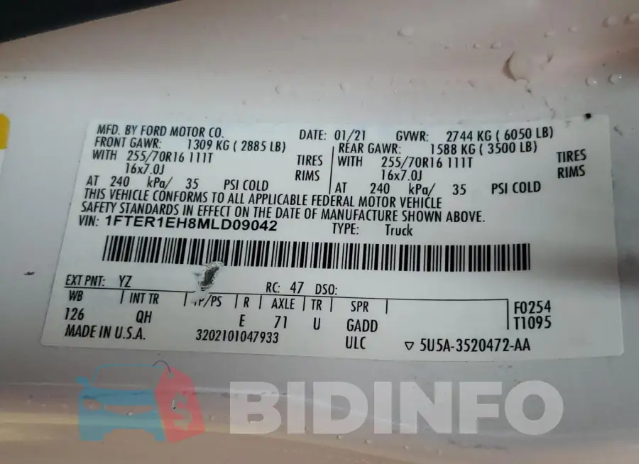 1FTER1EH8MLD09042 Photo# 13