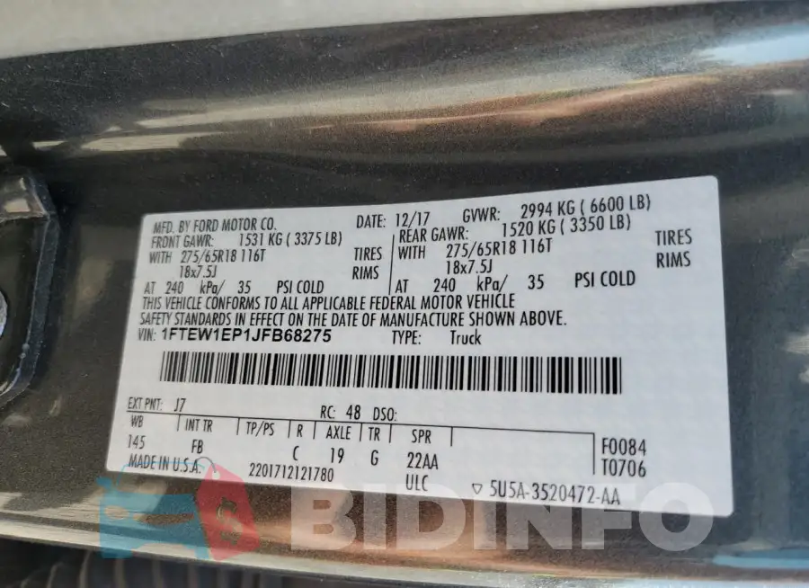 1FTEW1EP1JFB68275 Photo# 12
