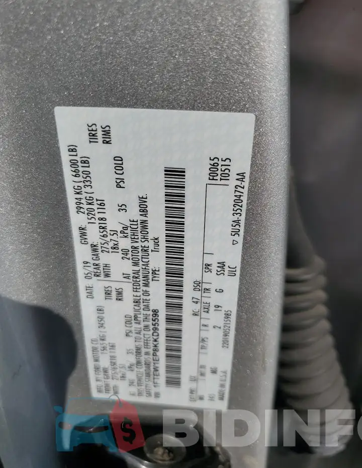 1FTEW1EP8KKD95598 Photo# 12