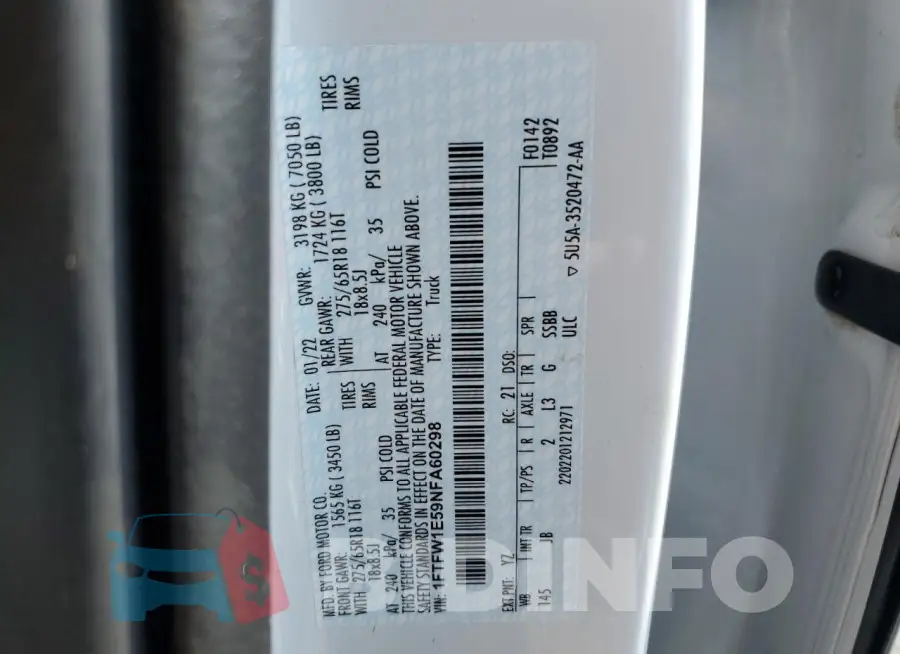 1FTFW1E59NFA60298 Photo# 12