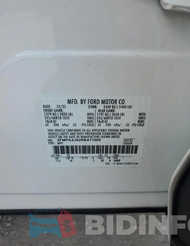 2FMPK4J92RBA71009 Photo# 13