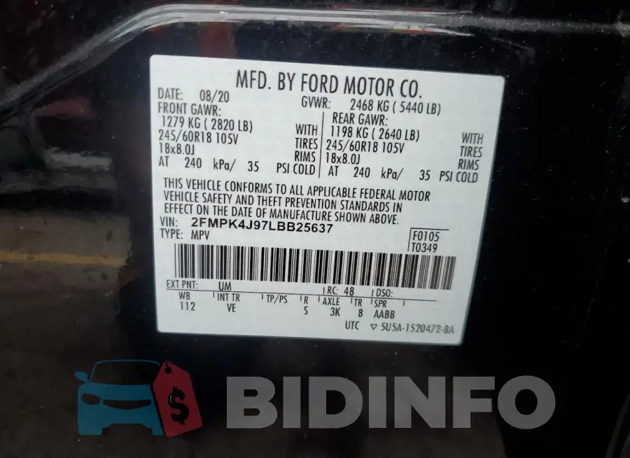 2FMPK4J97LBB25637 Photo# 13