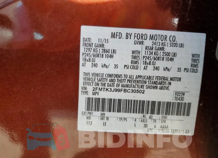 2FMTK3J99FBC30502 Photo# 13