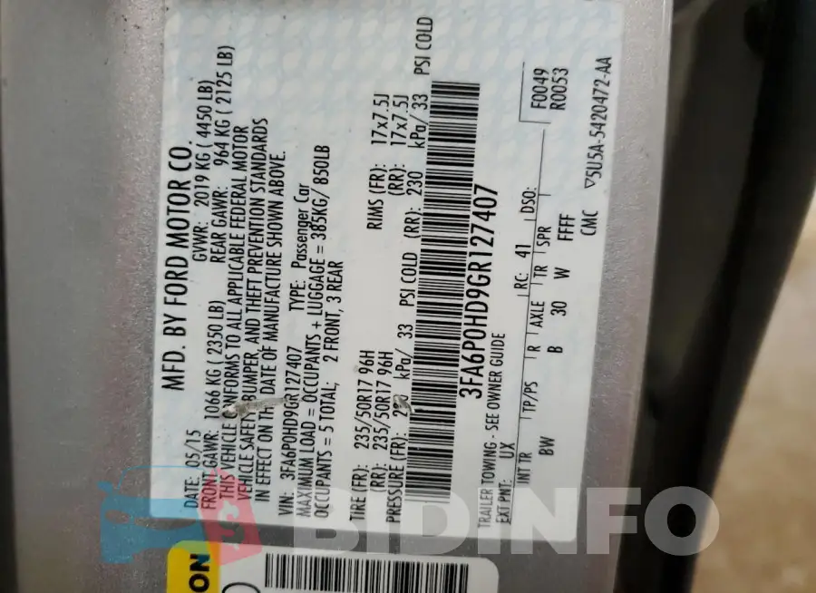 3FA6P0HD9GR127407 Photo# 13