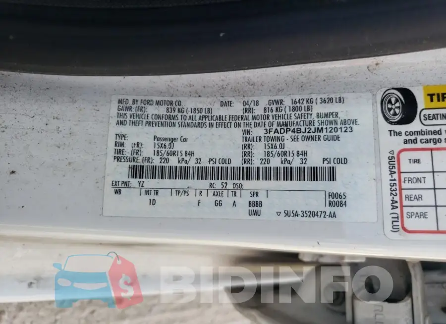 3FADP4BJ2JM120123 Photo# 12
