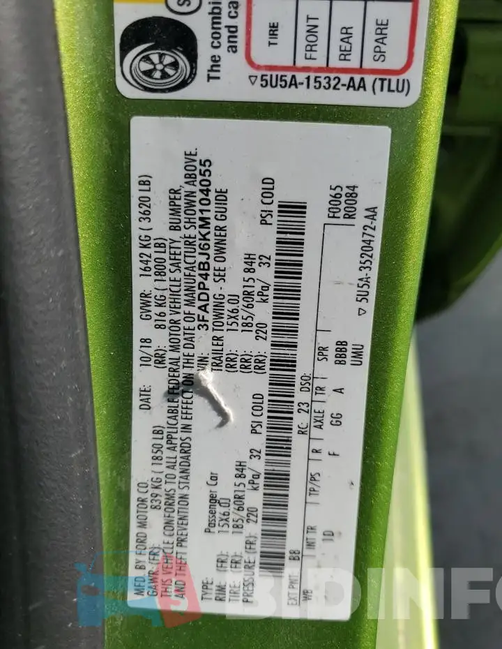 3FADP4BJ6KM104055 Photo# 12
