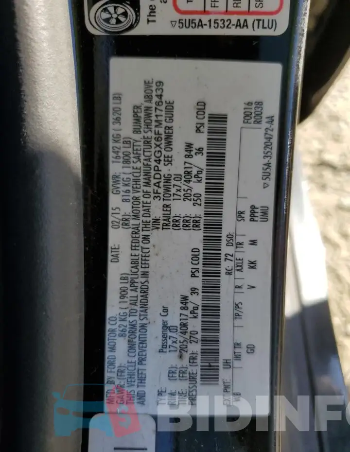 3FADP4GX6FM176439 Photo# 13