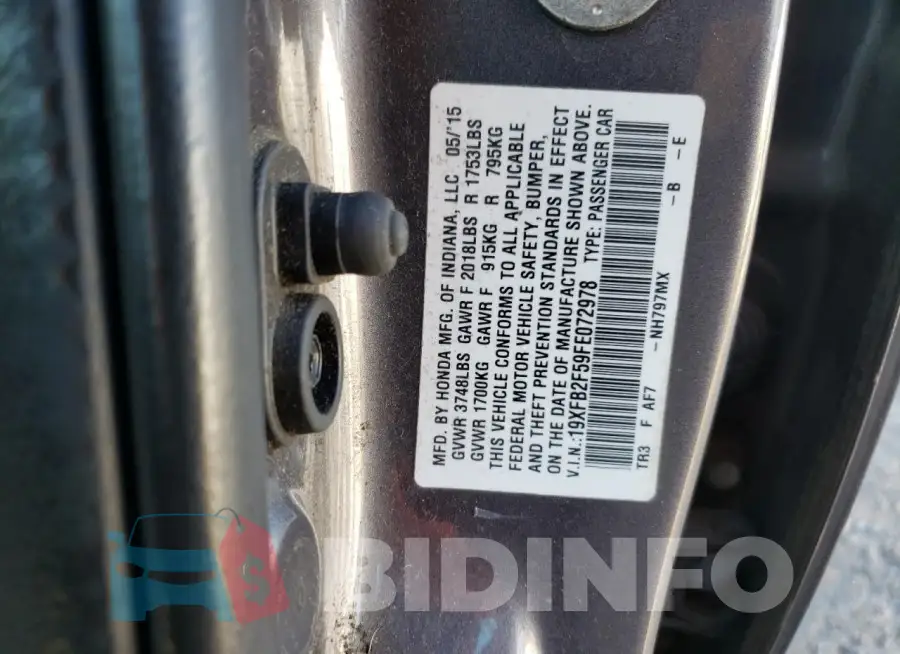 19XFB2F59FE072978 Photo# 13